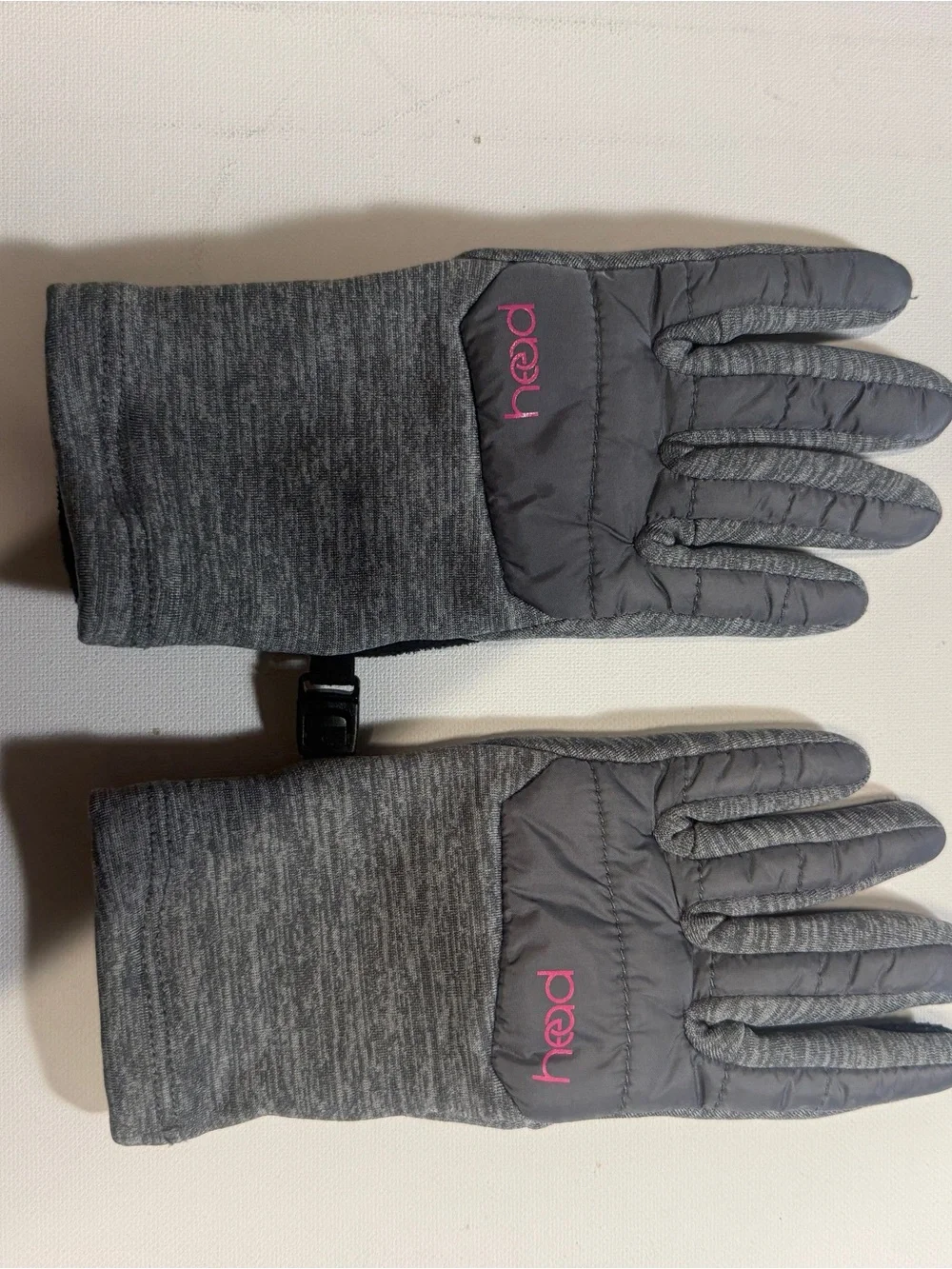 Head Grey Gloves with Pink Logo - Touchscreen Friendly